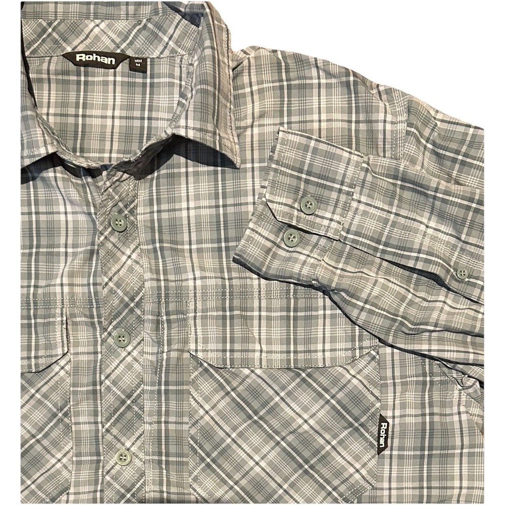 Rohan Shirt Long Sleeve Button‎ Up Men's Sz M Plaid Biteguard Moisturize Control